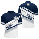 Polo Compétition Équipe Pétanque - Personnalisé Bleu & Blanc - Polo Zippé Homme