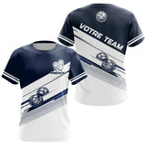 Polo Compétition Équipe Pétanque - Personnalisé Bleu & Blanc - T-Shirt Femme