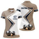 Polo Concours Pétanque Personnalisé - Équipe Beige & Bleu Navy - Polo Femme