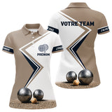 Polo Concours Pétanque Personnalisé - Équipe Beige & Bleu Navy - Polo Femme