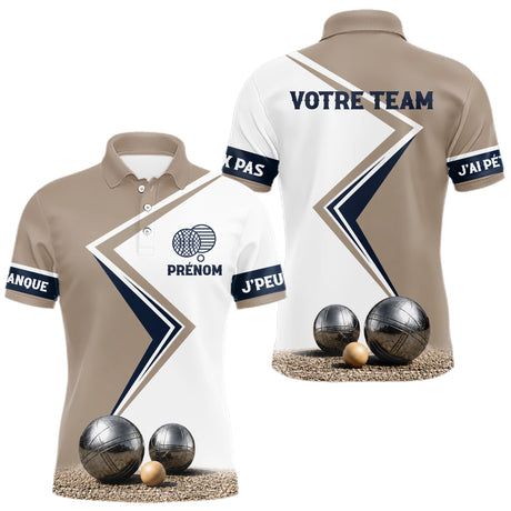 Polo Concours Pétanque Personnalisé - Équipe Beige & Bleu Navy - Polo Homme