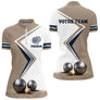 Polo Concours Pétanque Personnalisé - Équipe Beige & Bleu Navy - Polo Zippé Femme