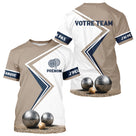 Polo Concours Pétanque Personnalisé - Équipe Beige & Bleu Navy - T-Shirt Homme