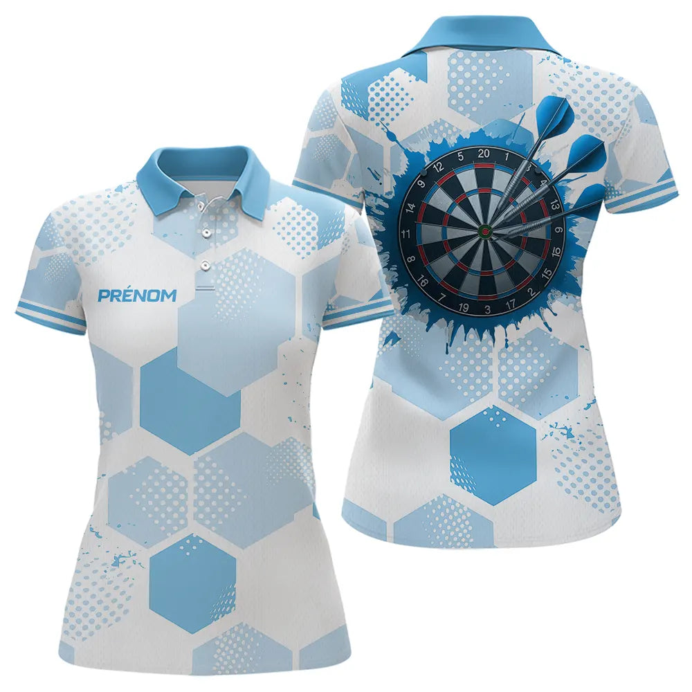 Polo Darts Bleu & Blanc Hexagone - Homem Femme Personnalisé - Polo Femme