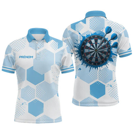 Polo Darts Bleu & Blanc Hexagone - Homem Femme Personnalisé - Polo Homme