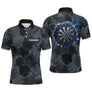 Polo Darts Bleu & Gris Hexagone - Homem Femme Personnalisé - Polo Homme