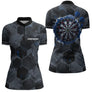 Polo Darts Bleu & Gris Hexagone - Homem Femme Personnalisé - Polo Zippé Femme