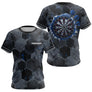 Polo Darts Bleu & Gris Hexagone - Homem Femme Personnalisé - T-Shirt Femme
