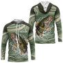 Polo De Pêche Personnalisé - Motif Bass Vert - Long Sleeves Hoodie Homme