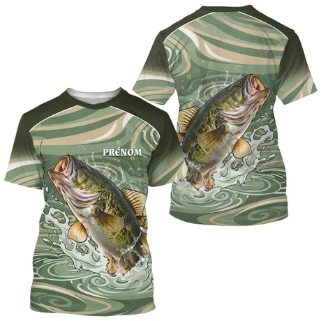 Polo De Pêche Personnalisé - Motif Bass Vert - T-Shirt Homme