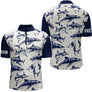 Polo De Pêche Requin Bleu - Long Sleeve Fishing Marin - Polo Zippé Homme