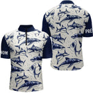 Polo De Pêche Requin Bleu - Long Sleeve Fishing Marin - Polo Zippé Homme