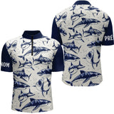 Polo De Pêche Requin Bleu - Long Sleeve Fishing Marin - Polo Zippé Homme