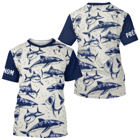 Polo De Pêche Requin Bleu - Long Sleeve Fishing Marin - T-Shirt Homme