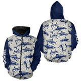 Polo De Pêche Requin Bleu - Long Sleeve Fishing Marin - Zippé Hoodie Homme