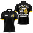 Polo Fléchette & Bière Personnalisé - Motif Cible Apéro Noir - Polo Homme
