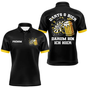 Polo Fléchette & Bière Personnalisé - Motif Cible Apéro Noir - Polo Homme