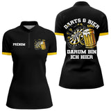 Polo Fléchette & Bière Personnalisé - Motif Cible Apéro Noir - Polo Zippé Femme