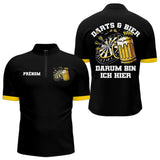 Polo Fléchette & Bière Personnalisé - Motif Cible Apéro Noir - Polo Zippé Homme