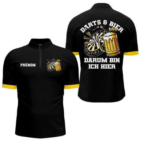 Polo Fléchette & Bière Personnalisé - Motif Cible Apéro Noir - Polo Zippé Homme