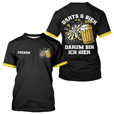 Polo Fléchette & Bière Personnalisé - Motif Cible Apéro Noir - T-Shirt Homme