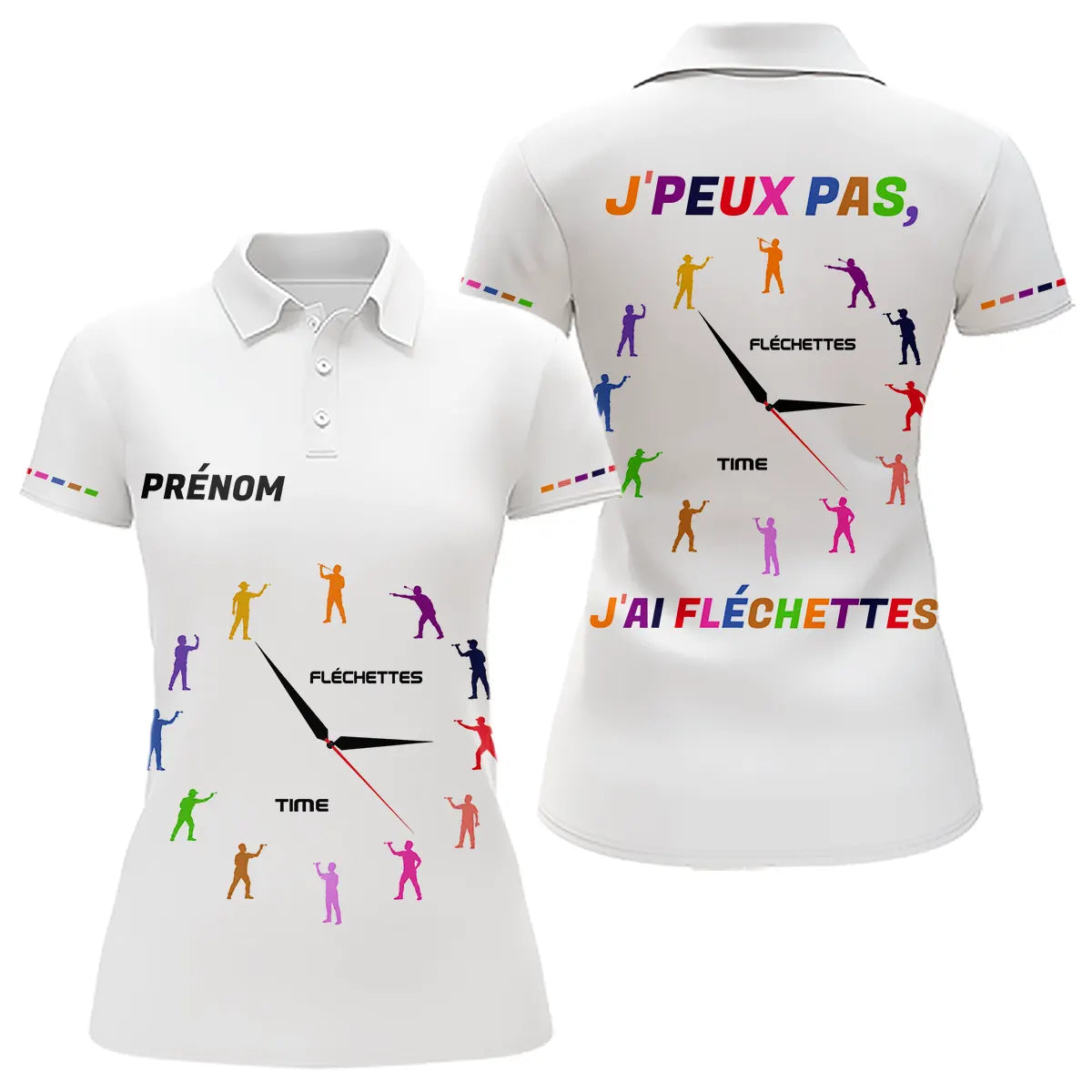 Polo Fléchette Homme Femme Blanc - J'peux Pas J'ai - Polo Femme