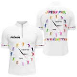 Polo Fléchette Homme Femme Blanc - J'peux Pas J'ai - Polo Zippé Homme