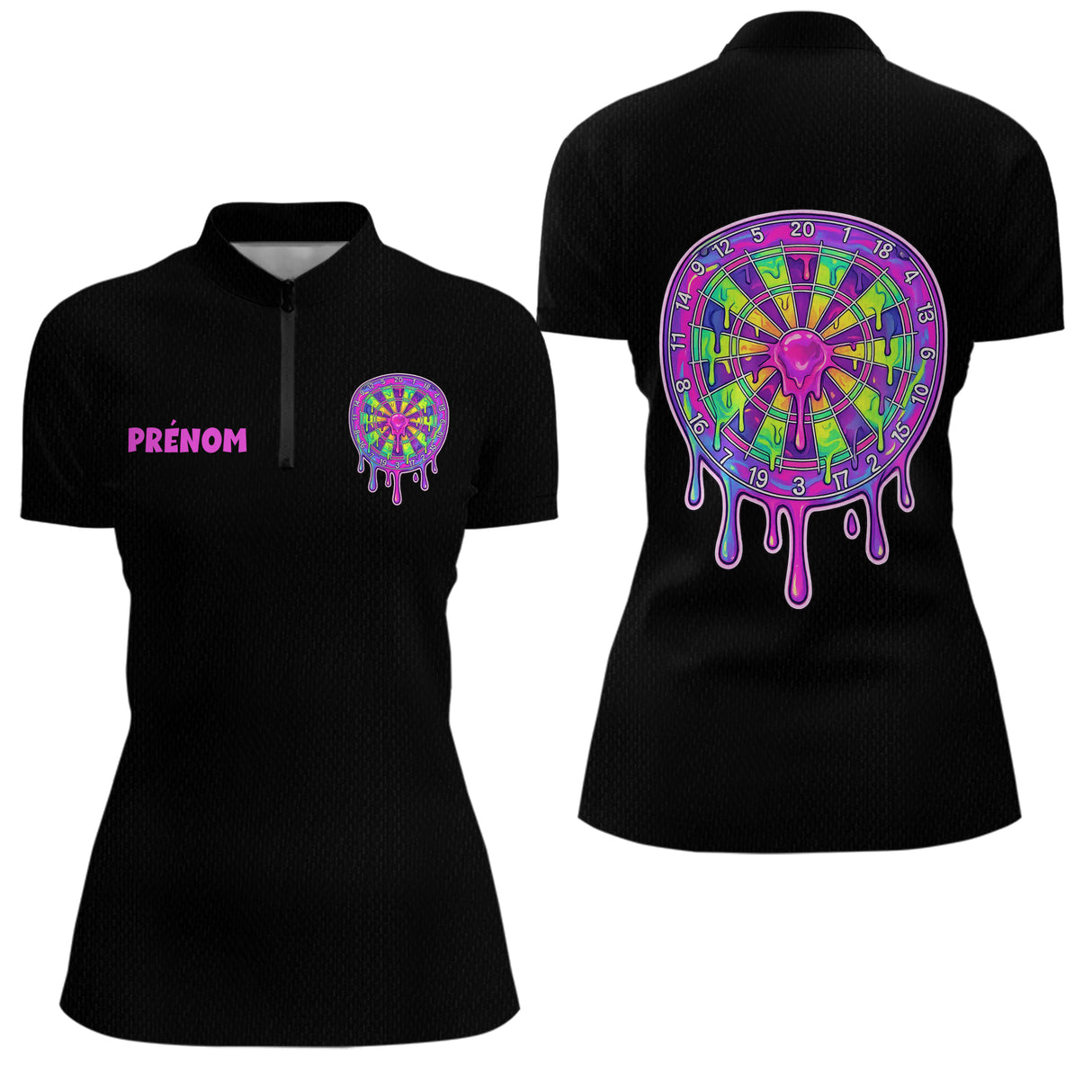 Polo Fléchette Personnalisé - Style Neon Slime - Polo Zippé Femme
