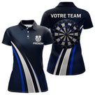 Polo Fléchette Personnalisé - Équipe Bleu & Noir - Polo Femme