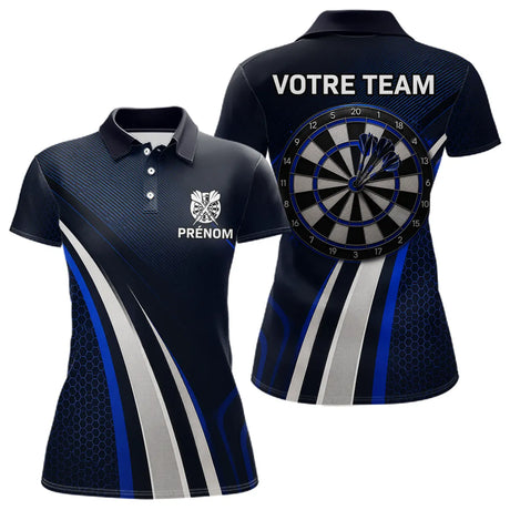 Polo Fléchette Personnalisé - Équipe Bleu & Noir - Polo Femme
