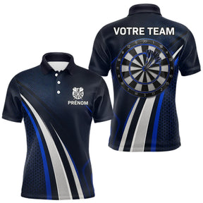 Polo Fléchette Personnalisé - Équipe Bleu & Noir - Polo Homme