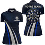 Polo Fléchette Personnalisé - Équipe Bleu & Noir - Polo Zippé Femme