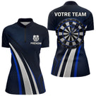 Polo Fléchette Personnalisé - Équipe Bleu & Noir - Polo Zippé Femme