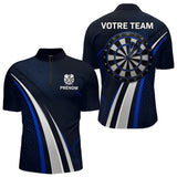 Polo Fléchette Personnalisé - Équipe Bleu & Noir - Polo Zippé Homme