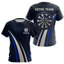 Polo Fléchette Personnalisé - Équipe Bleu & Noir - T-Shirt Femme