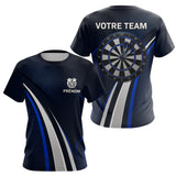 Polo Fléchette Personnalisé - Équipe Bleu & Noir - T-Shirt Femme