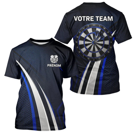 Polo Fléchette Personnalisé - Équipe Bleu & Noir - T-Shirt Homme