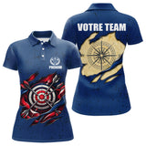 Polo Fléchette Personnalisé Bleu & Cible 3D - Team Bullseye - Polo Femme