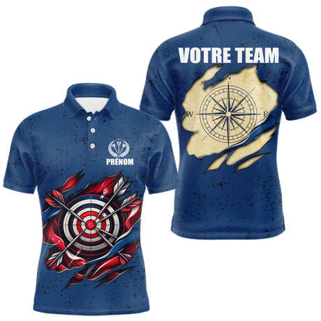 Polo Fléchette Personnalisé Bleu & Cible 3D - Team Bullseye - Polo Homme