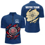 Polo Fléchette Personnalisé Bleu & Cible 3D - Team Bullseye - Polo Zippé Homme