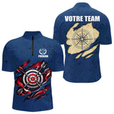 Polo Fléchette Personnalisé Bleu & Cible 3D - Team Bullseye - Polo Zippé Homme