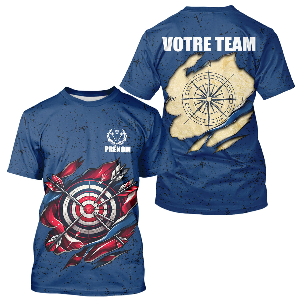 Polo Fléchette Personnalisé Bleu & Cible 3D - Team Bullseye - T-Shirt Homme