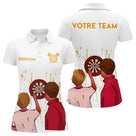 Polo Fléchette Équipe Blanc Doré - Personnalisé Joueur Cadeau - Polo Femme