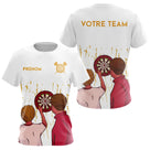 Polo Fléchette Équipe Blanc Doré - Personnalisé Joueur Cadeau - T-Shirt Femme