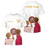 Polo Fléchette Équipe Blanc Doré - Personnalisé Joueur Cadeau - T-Shirt Homme