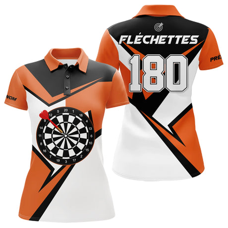 Polo Fléchettes 180 Homme Femme - Orange & Noir Personnalisé - Polo Femme