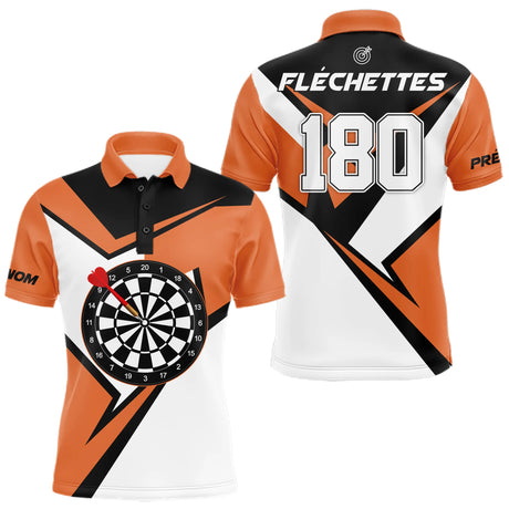Polo Fléchettes 180 Homme Femme - Orange & Noir Personnalisé - Polo Homme