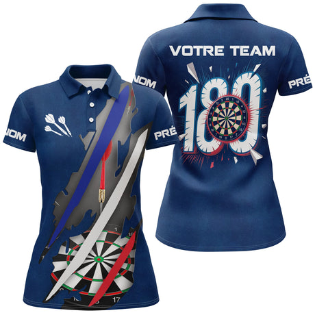 Polo Fléchettes 180 Marine - Drapeau Français Personnalisé - Polo Femme