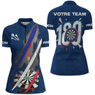 Polo Fléchettes 180 Marine - Drapeau Français Personnalisé - Polo Zippé Femme