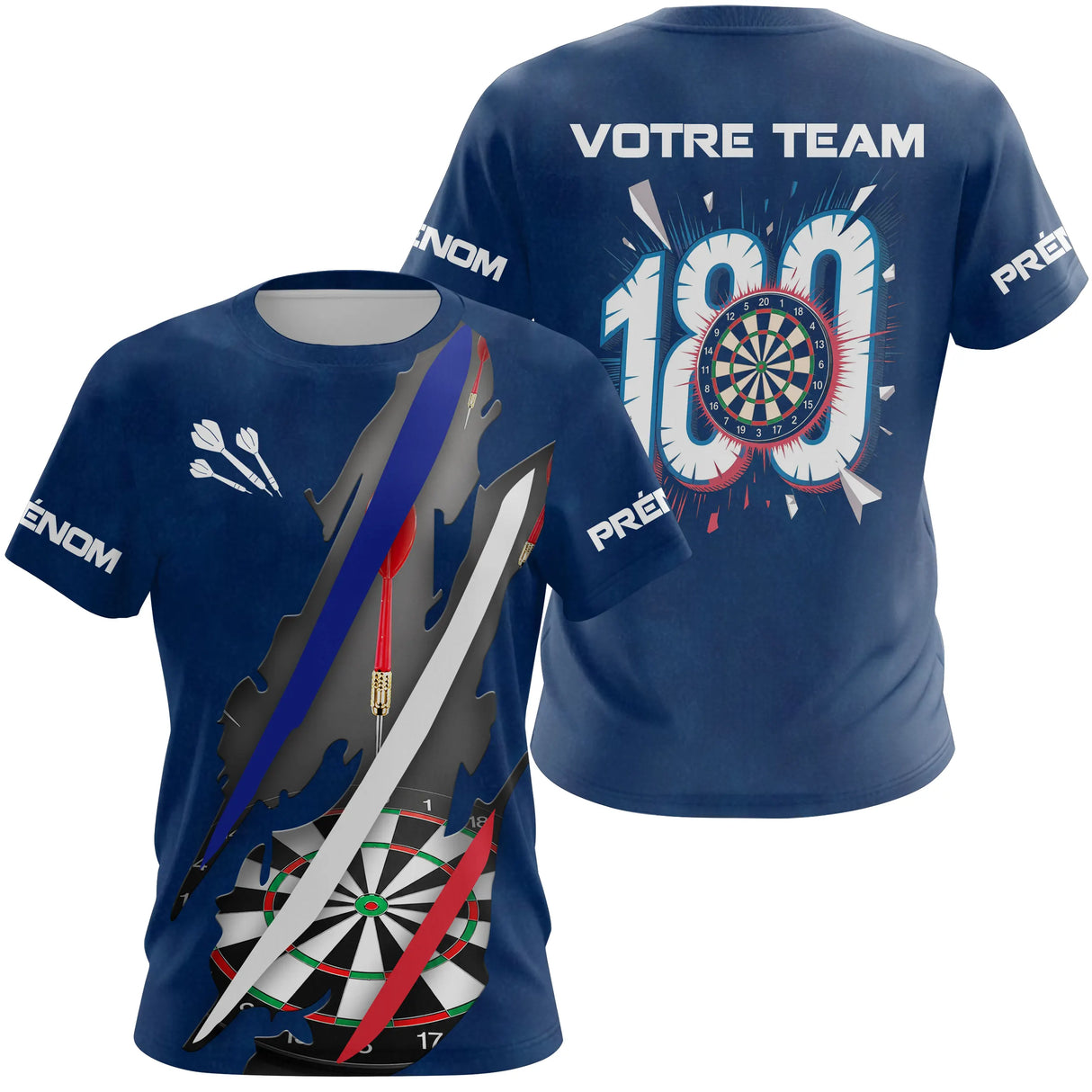Polo Fléchettes 180 Marine - Drapeau Français Personnalisé - T-Shirt Femme